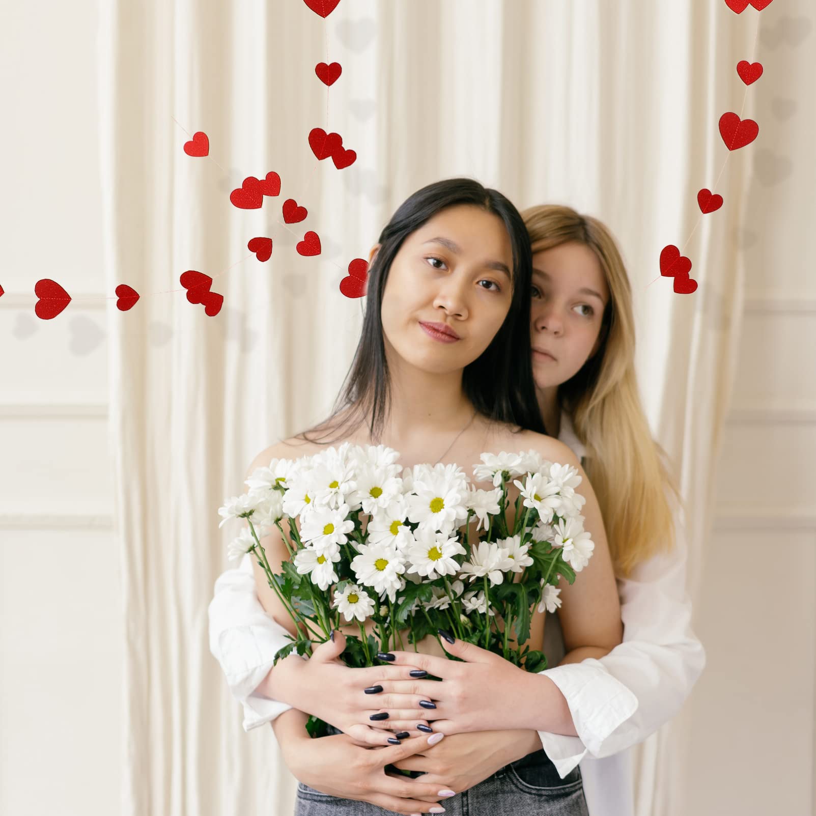 Abaodam Hängende Herzgirlande Aus Glitzer Für Valentinstag Teiliges Dekoration Für Hochzeiten Partys Und Zuhause Kreative Raumgestaltung Für Jeden Anlass