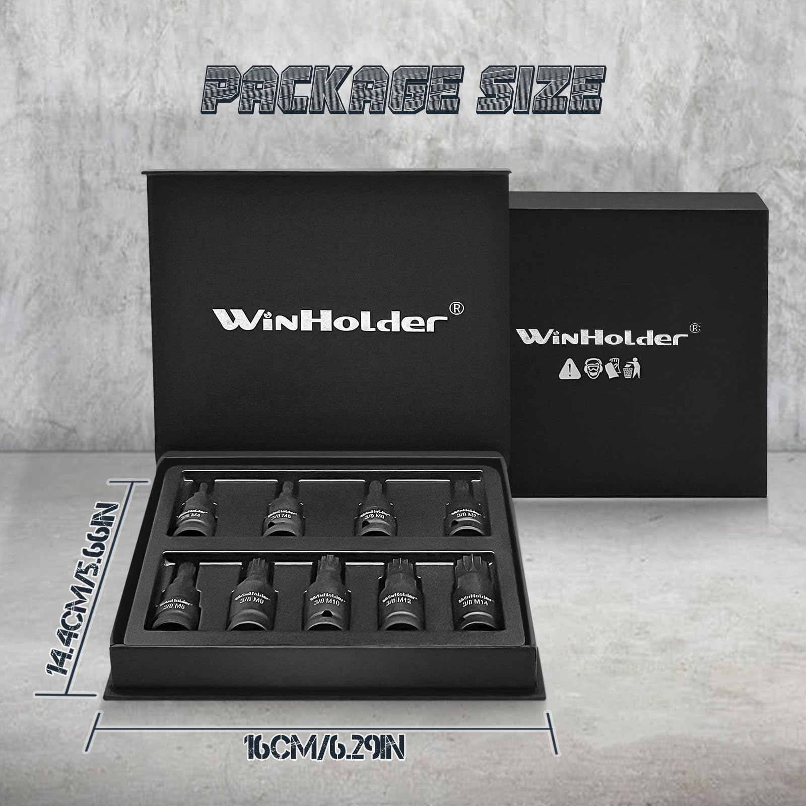 WinHolder 3/8" Drive Impact Hex Torx Spline Bit Socket Short Reach Allen Star Hand Tool Kit (9PCS Impact Spline Bit Sockets Set) - Image 3