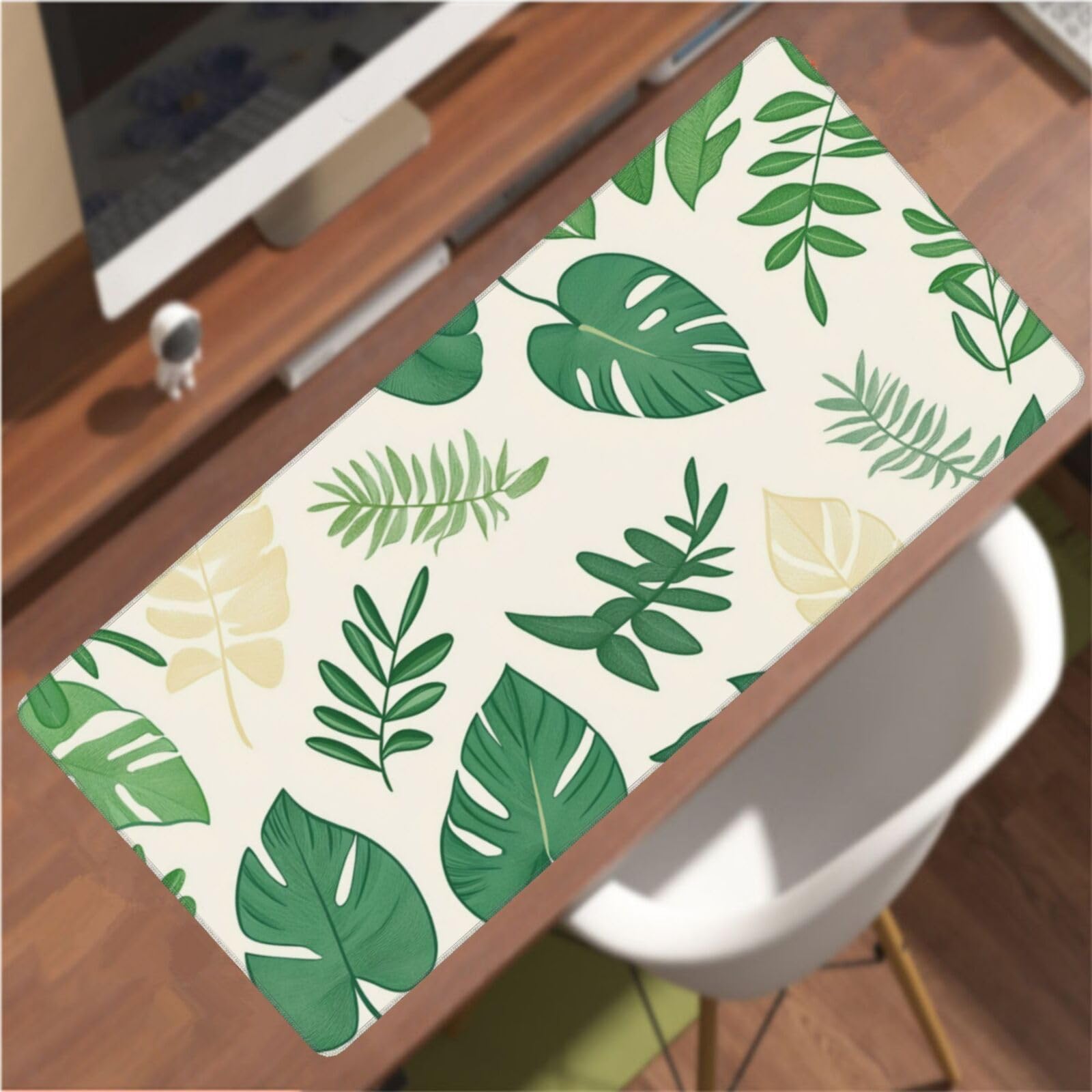 Tapis de Souris XXL 90 x 40 cm, Vert & Feuille Tapis de Bureau G669