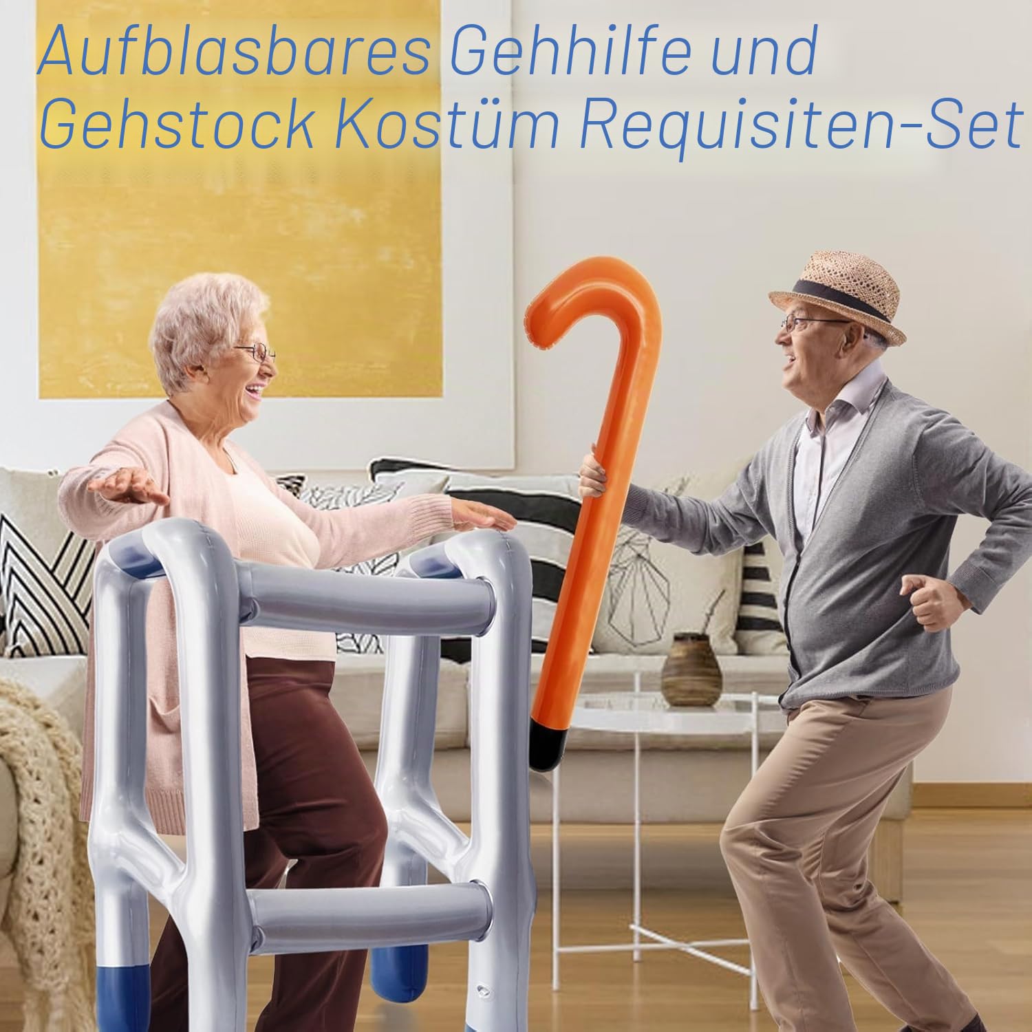 Oma-Einbrecher-Kostüm Für Erwachsene – Mit Dutt-Perücke, Augenmaske, Gestreiftem Shirt & Aufblasbarem Gehstock, Gr. L, Für Welttag Des Buches