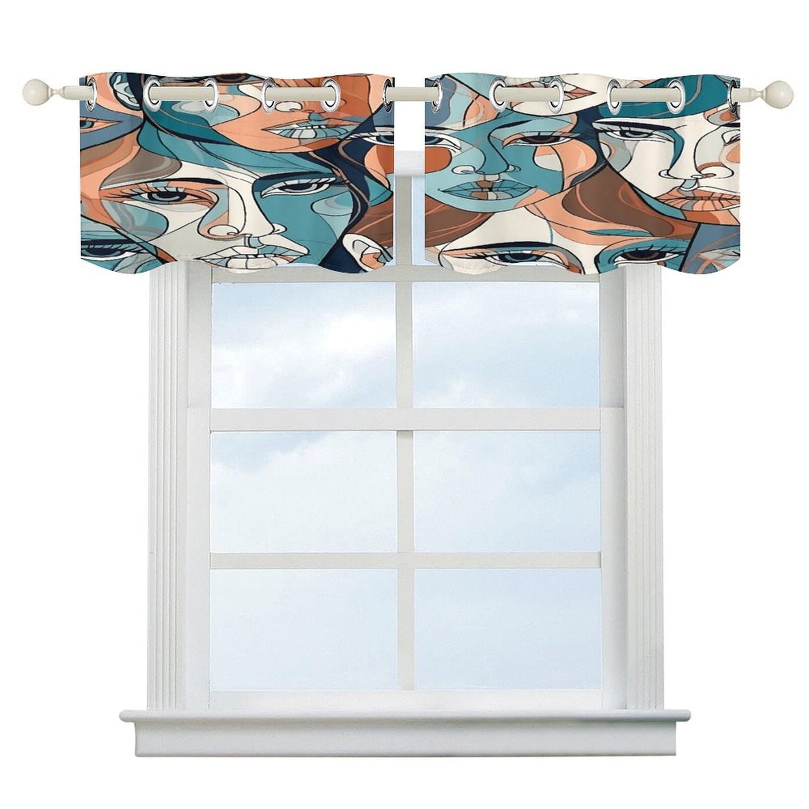 Cortinas opacas de líneas lisas de 52x18 pulgadas para dormitorio y cocina