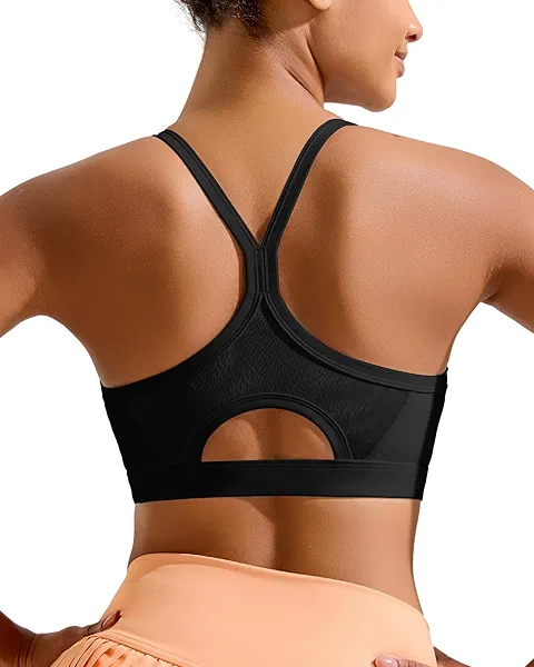 RUNNING GIRL Sports Bra for Women,Y Back Molded Cup Medium Impact Sports Bras for Women with Sewn in Pads