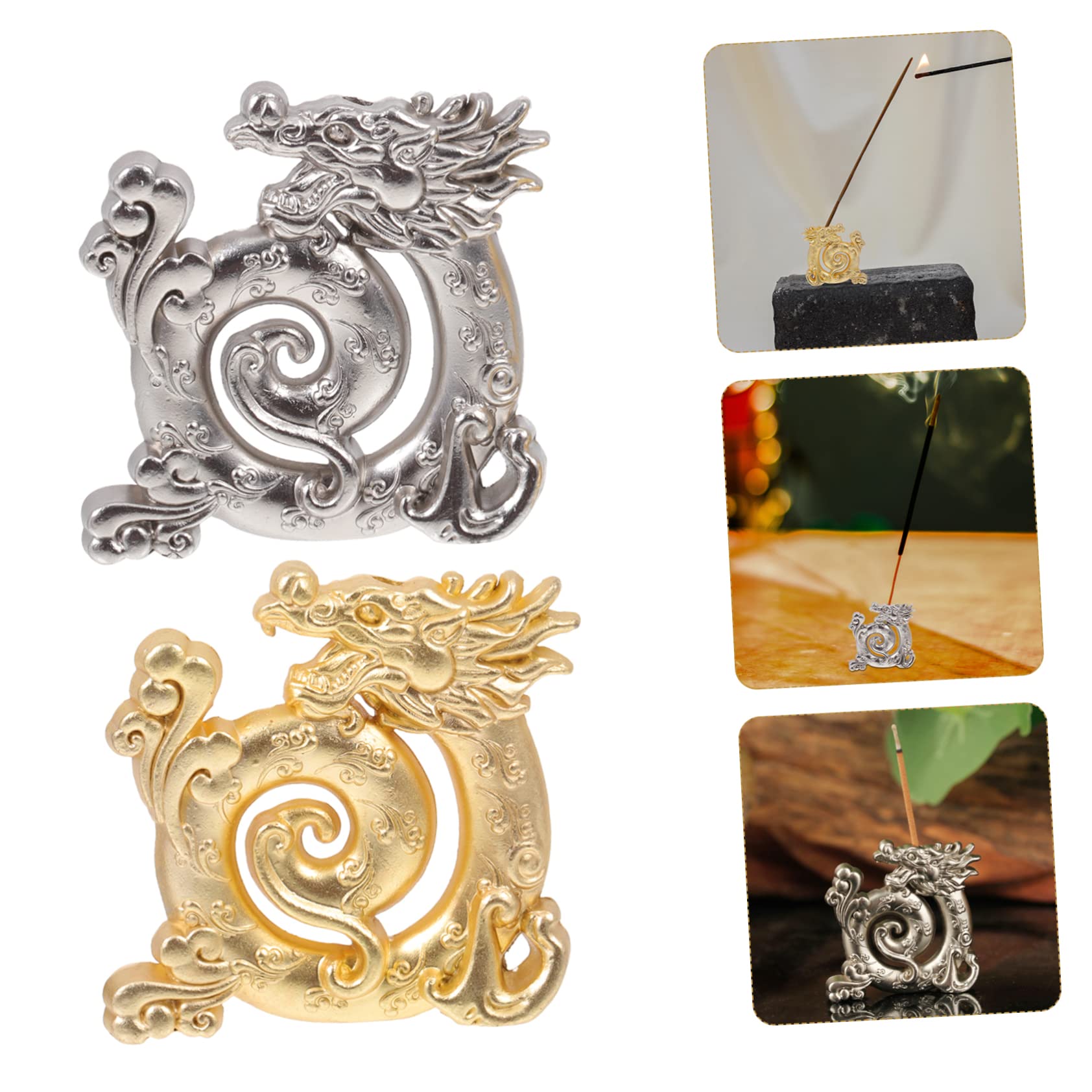 ULTECHNOVO 3 Sätze Retro Drache Räucherstäbchen Halter Chinesischer Stil Zinklegierung Mini Für Wohnkultur Duftspender Für Zen 2 Stück * 3