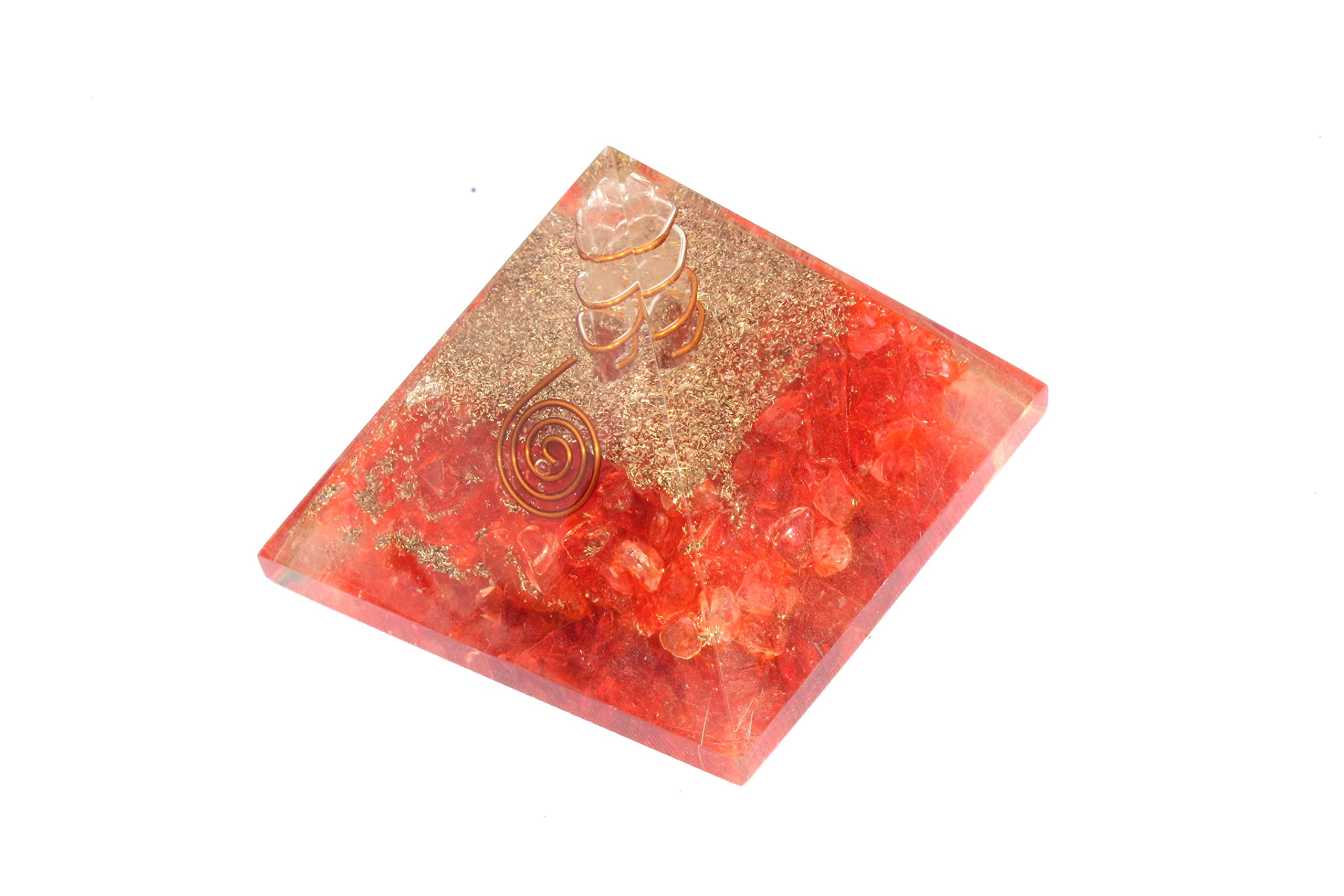 Men's Exquisite A++ Orange Chakra Orgone Pyramid Crystal Gemstones Copper Metal Mix Rare Healing Positive Energy Tetrahedron Sacred Onyx Geometry Memory Concentration Meditation