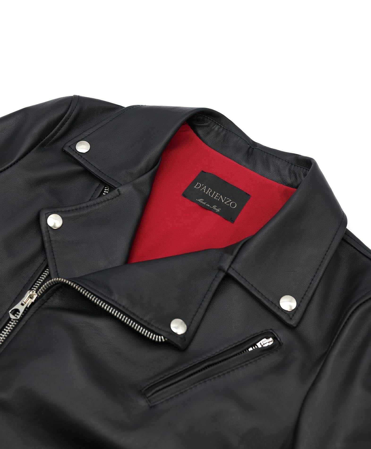 D'Arienzo Chiodo Pelle Nera Uomo Biker Motociclista Vera Pelle Made in Italy Chiodo