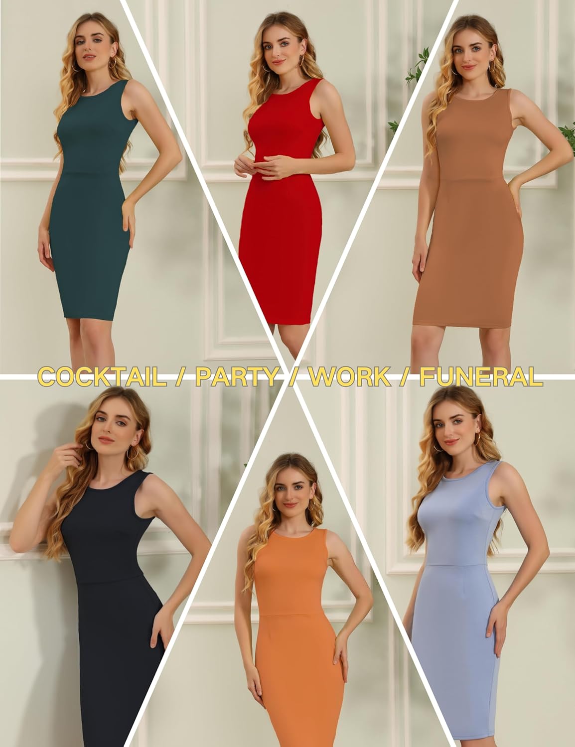 Aphratti Women's Sheath Dresses Casual Summer Office Work Sleeveless Fitted Cocktail Party Dress - Image 4