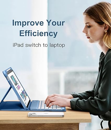 Vista 63 de Hamile Funda para iPad de 11ª y 10ª generación con teclado - 7 colores retroiluminados Inalámbricos Desmontable Folio Funda de teclado con soporte