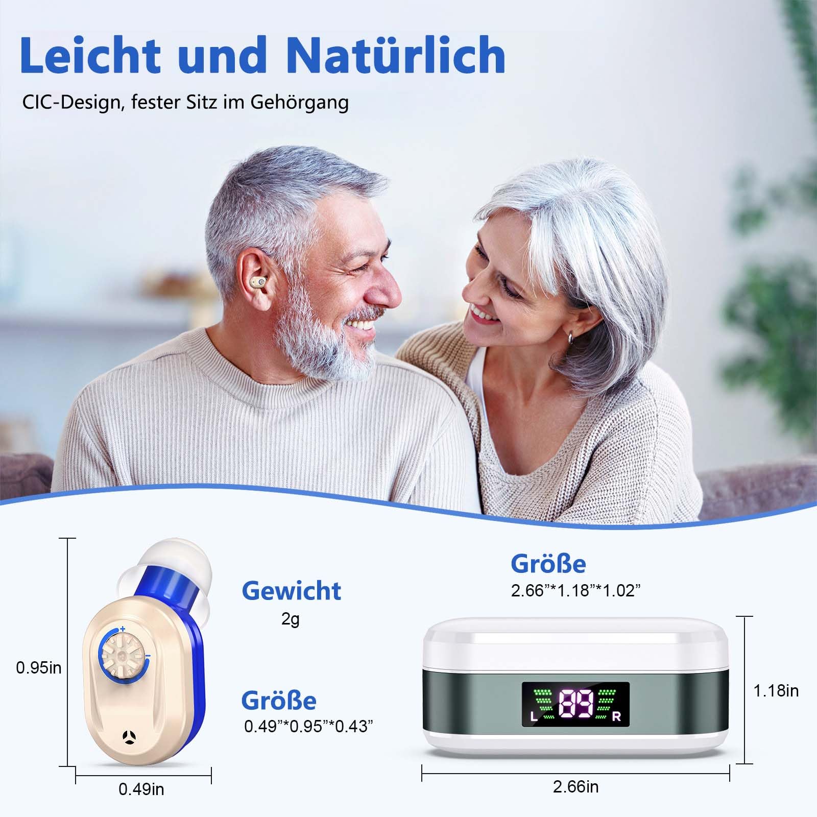 Digitaler Chip-Tonverstärker, Klare Audioqualität, Wiederaufladbares Modell, Rot und Blau, LED-Batteriestandsanzeige
