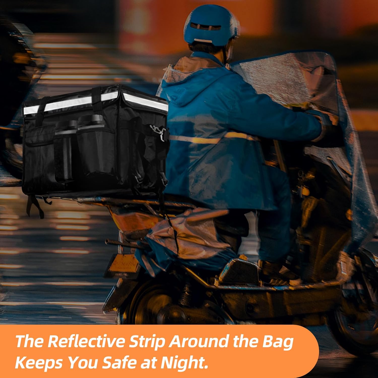 Insulated Bags for Food Delivery with Cup Holder 17.3" x 13.5" x 12.5", Support Frame & Hard Bottom Plate, Waterproof Commercial Insulated Food Delivery Bag Drink Carriers for Doordash w/Divider - Image 8