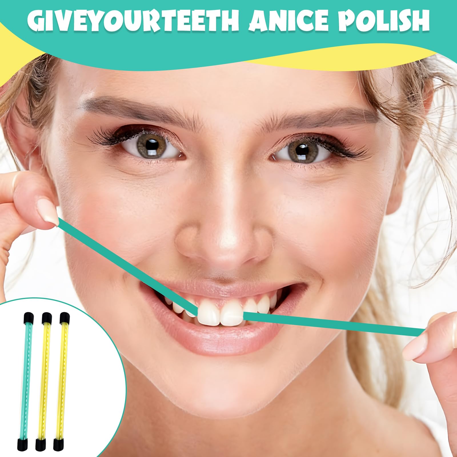 Tira de Pulido Dental Abrasivo, 75 Piezas Bandas para Lijado de Dientes, Limpieza Profunda y Pulido (Amarillo + Verde)