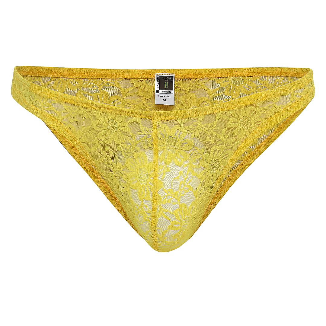 la intimo Solid Antimicrobial Lace Bikini Briefs for Men-picture-35