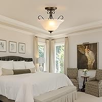 Vista 7 de Luvkczc Upgrade Semi Flush Mount Ceiling Light,Brass Ceiling Light Fixture, Mid Century Ceiling Light, Glass Close to Ceiling Light for Bedroom