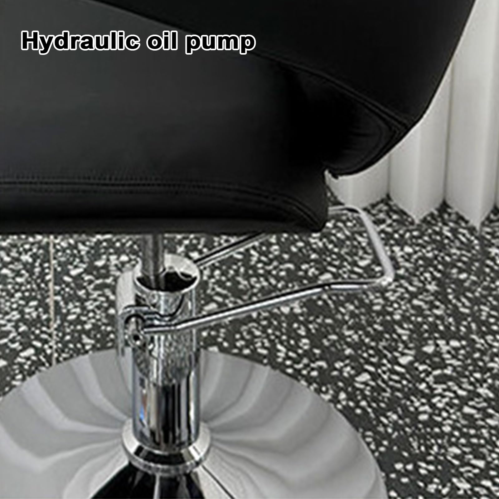 Silla Barberia Profesional Respaldo Ancho Elevador Hidráulico Giratorio de 360° Silla de Salón de Cuero Artificial con Chasis y Pedales Plateados para Salones y Spas(Orange)