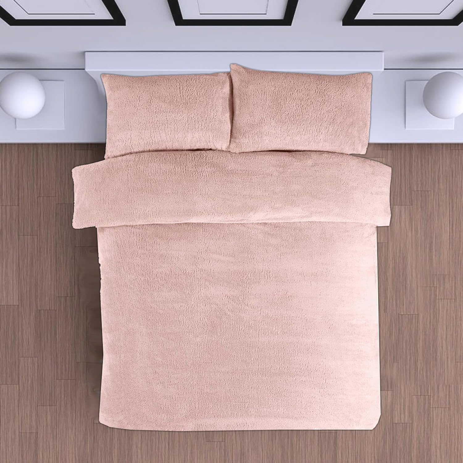 Teddy Fleece Duvet Cover With Pillowcase, 2Pcs Thermal Bedset Warm & Cosy Fluffy Fleece Teddy Bear Bedding Set (Pink, Double)