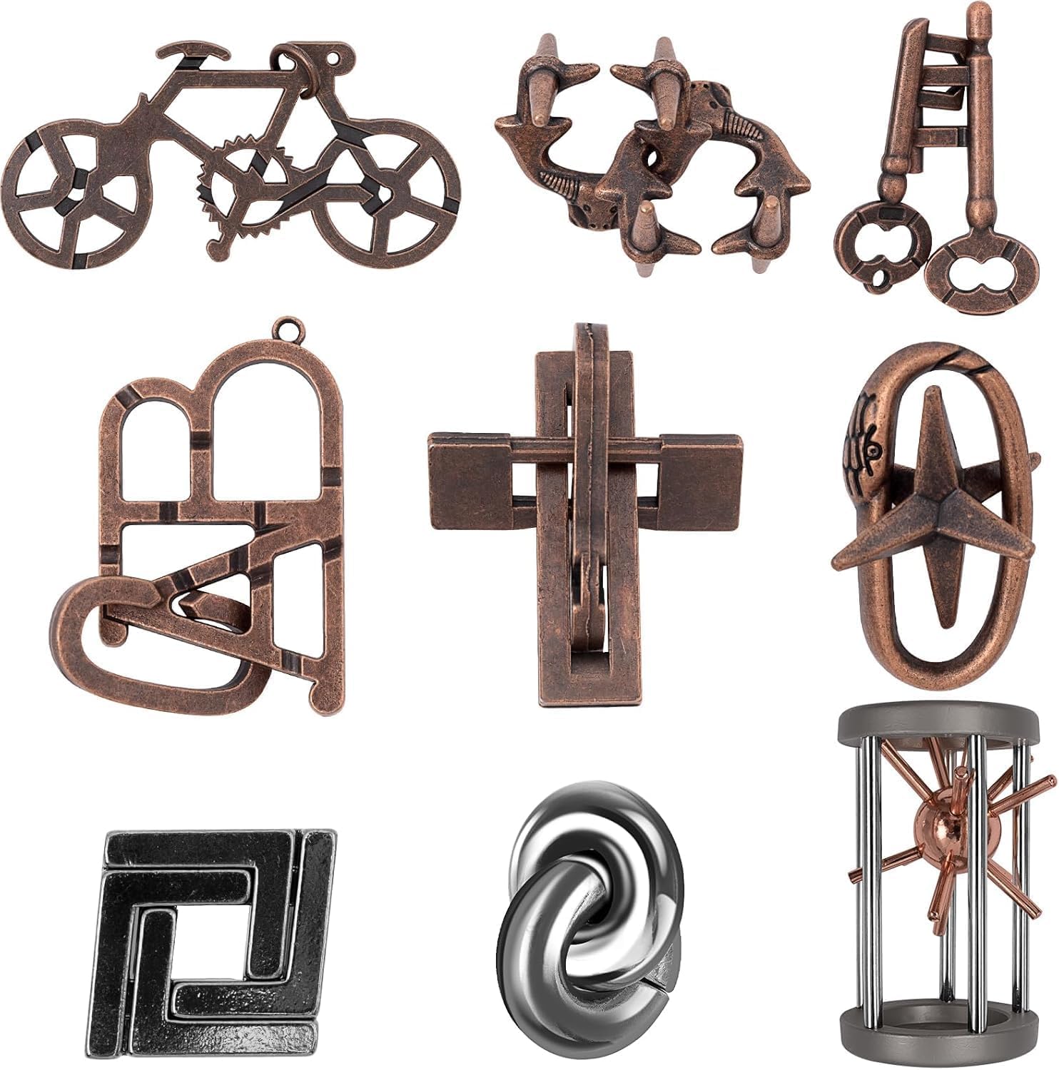 9 Pcs Brain Teaser Puzzles Set,3D Metal Puzzle for Adults,Unlock Interlocking Puzzle Adult IQ Education Smart Toys,Highly Difficult Magic Puzzles for Adults