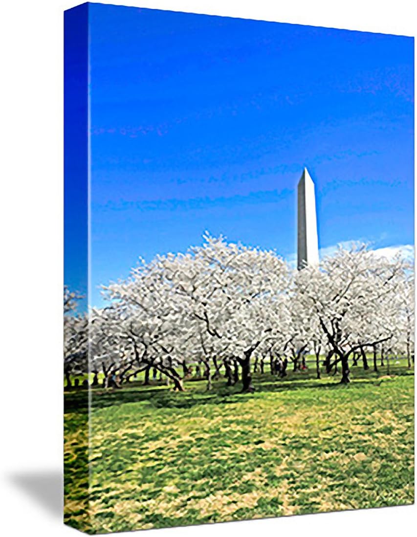 WASHINGTON MONUMENT AT CHERRY BLOSSOMS TIME gallery-wrapped giclee canvas print / canvas art - from the Ambassador Eckert "Images of Our World" collection