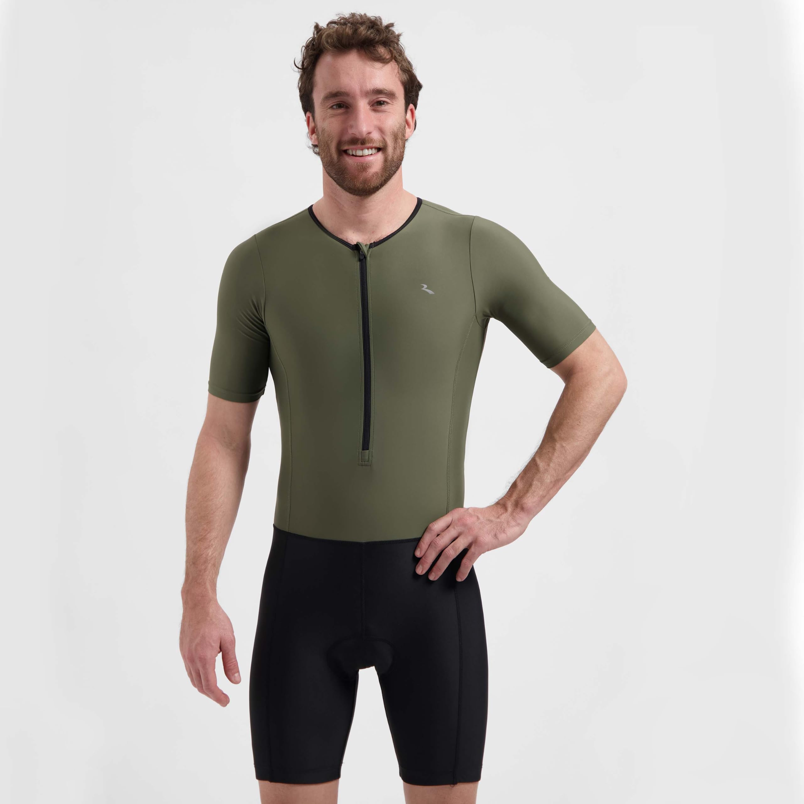 Rogelli Florida - Combinaison de triathlon - Femme et Homme | Col rond - Manches courtes - Demi-zip - 2 poches arrière - Température 15 - 35 °C