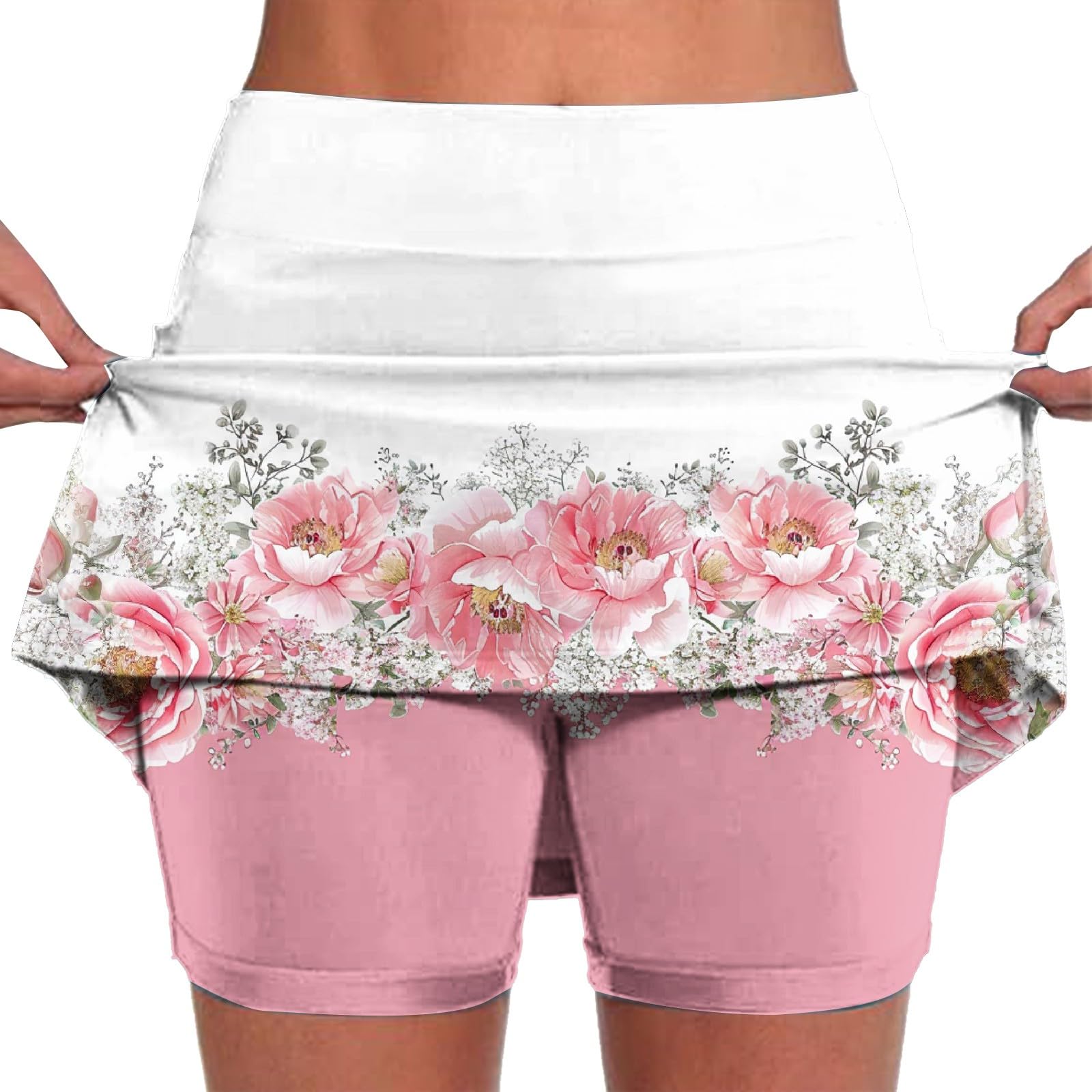 Athletic Shorts for Women 2024 Floral Print High Waisted Running Shorts Soft Stretch Comfy Casual Trendy Pants