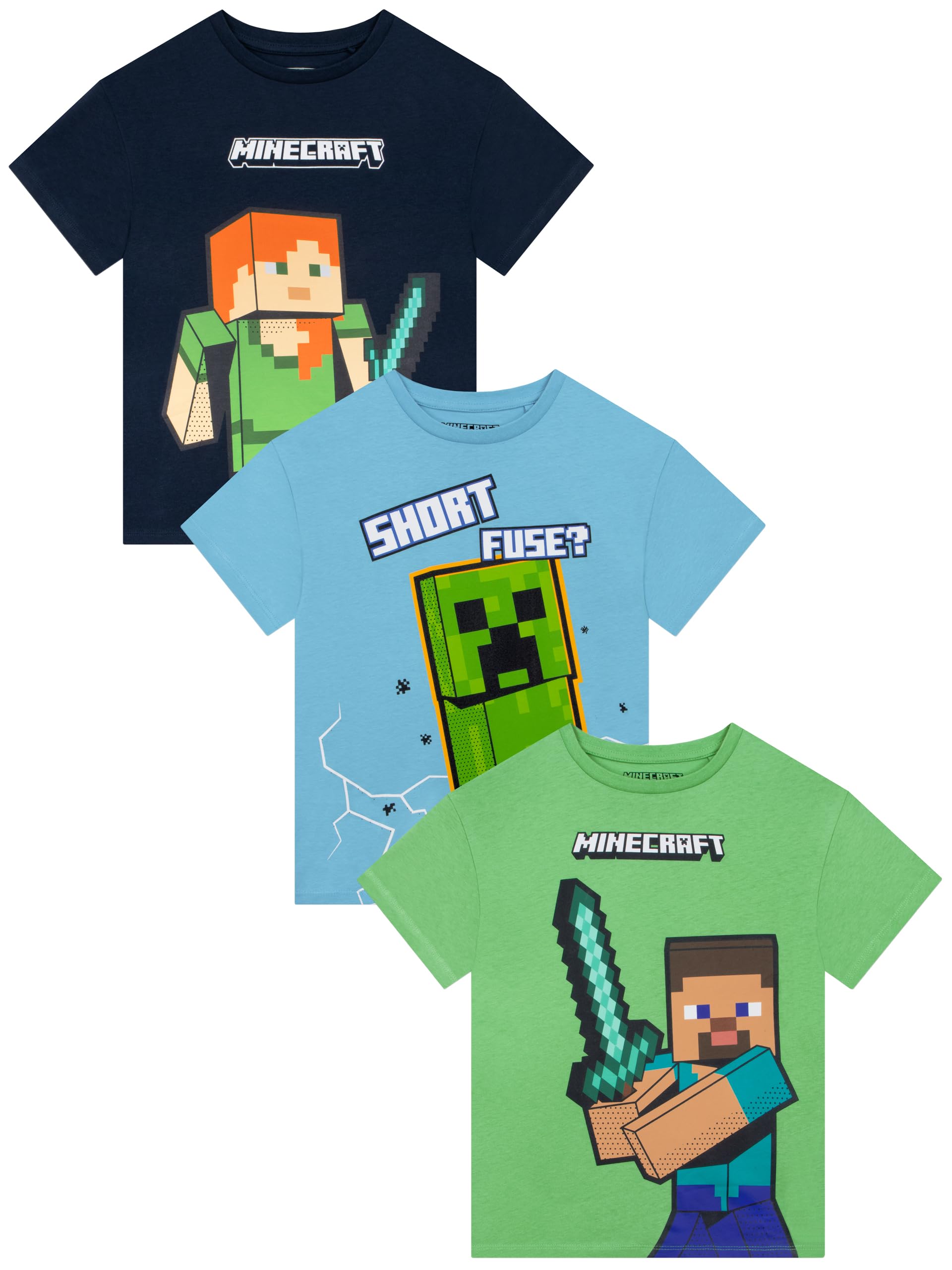 Minecraft Shirt For Boys, Gaming Summer Top For Kids, Multipack Boys Tshirts - 2