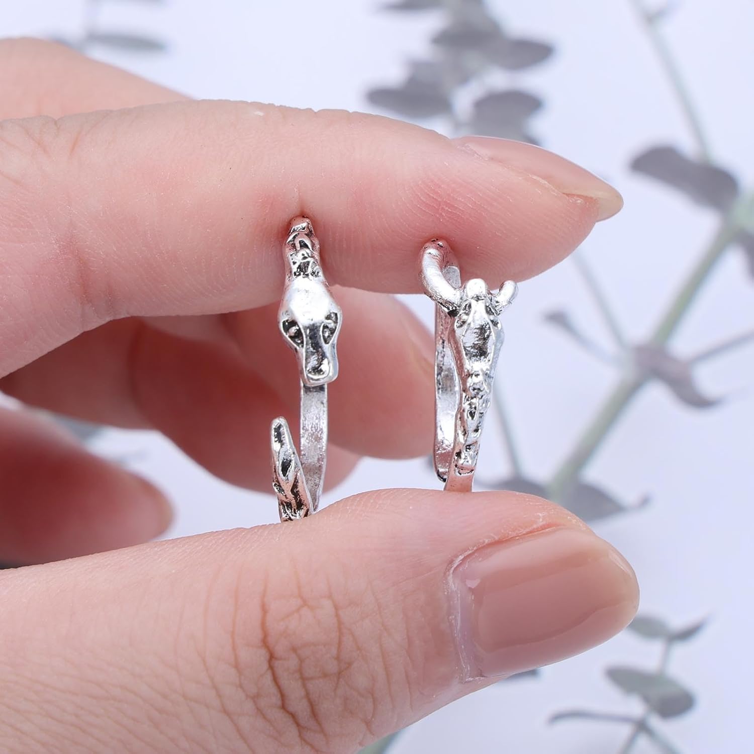 Punk Layered Snake Ring Silver Snake Serpent Rings Half Open Snake Finger Rings Stacking Silver Rings Adjustable Vipe Rings Jewelry for Women - Image 5