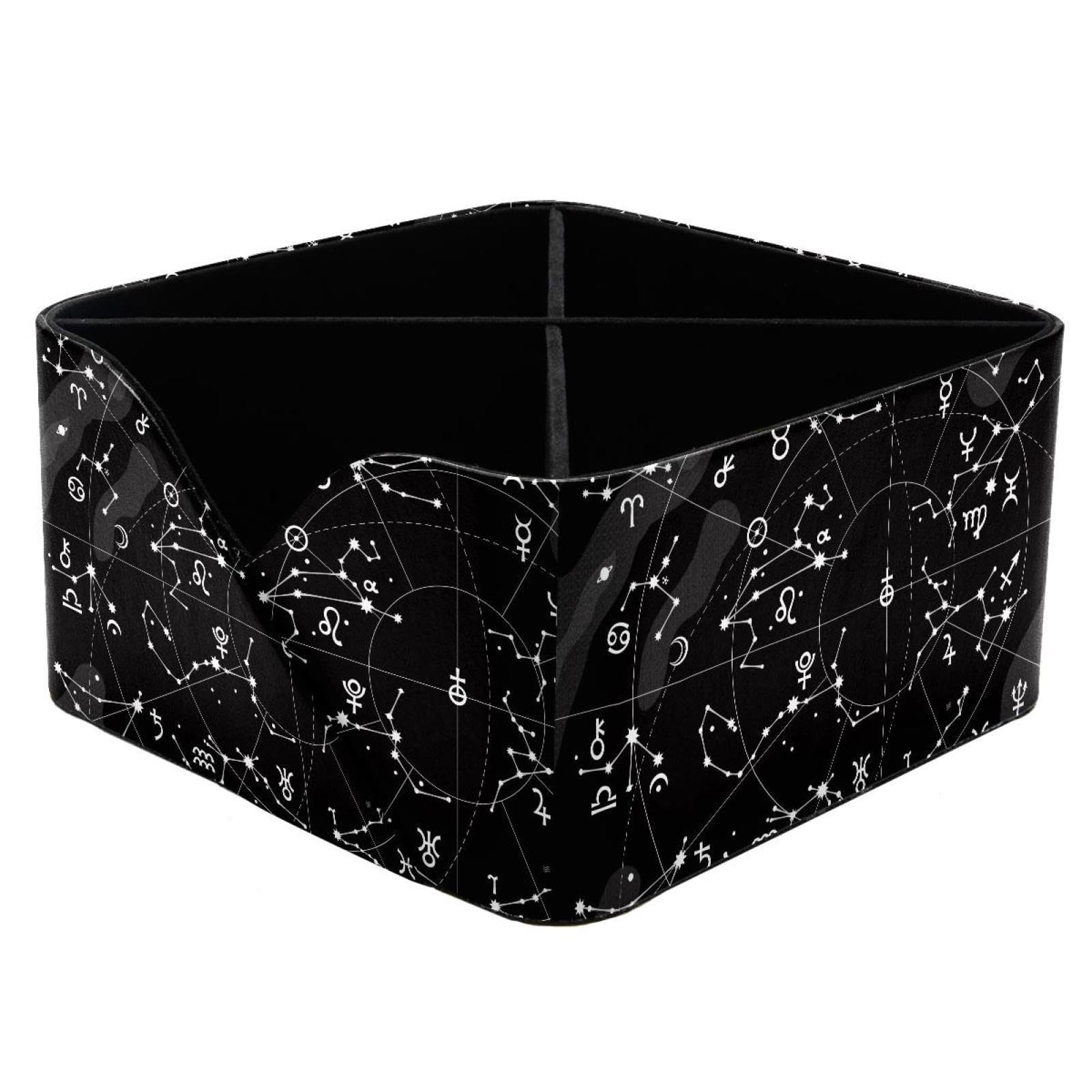 KengjuTesu Cartoon 12 Constellation Pattern Desktop Organizer Pen Holder, Rectangular Pencil Cup for Office, Study and Makeup Stations