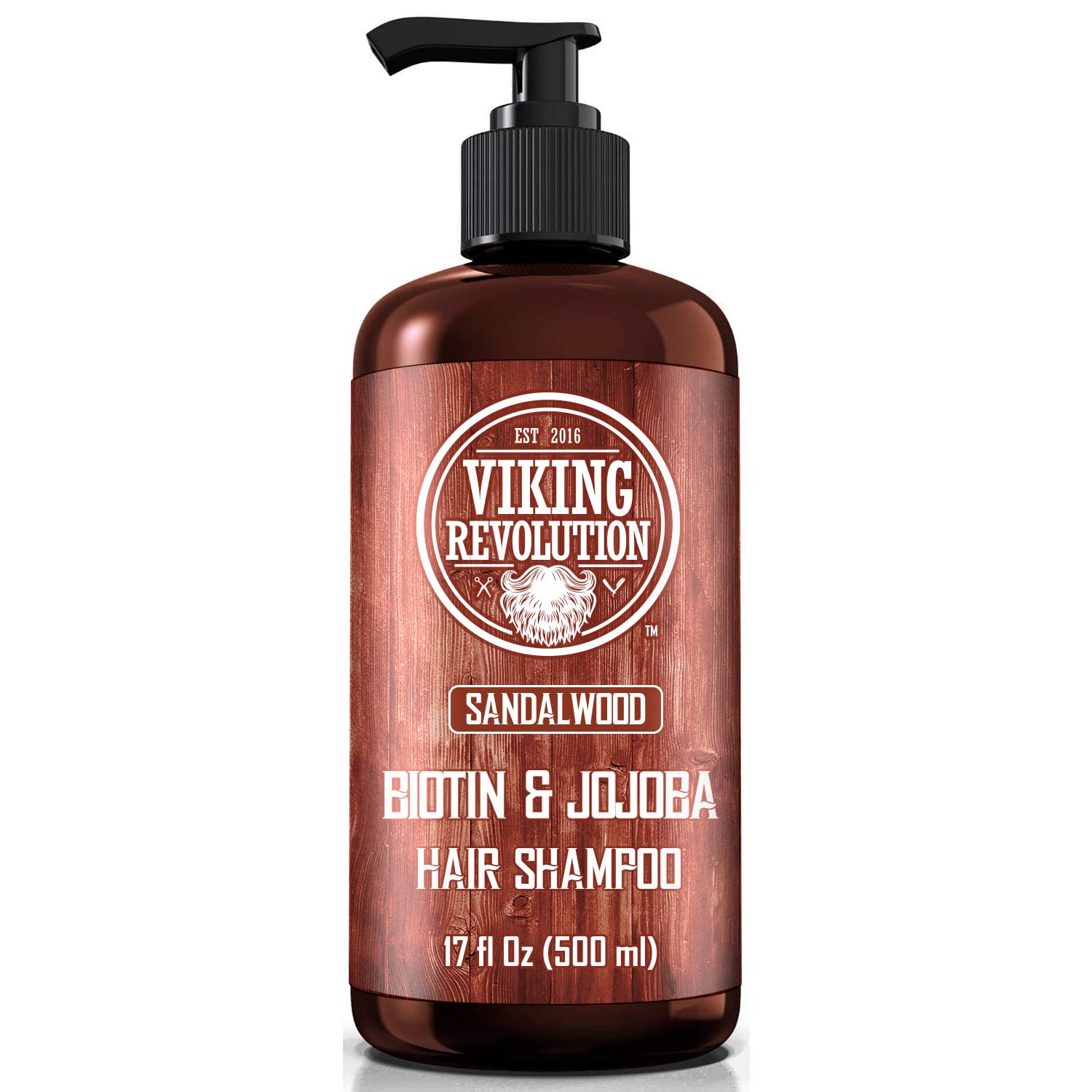 Viking Revolution Sandalwood Men's Shampoo with Biotin and Jojoba Oil - Men Shampoo Natural Hairs Shampoo for Men with Vitamin B5 - Hair Shampoo for Mens Shampoo for Hair (17 Oz)