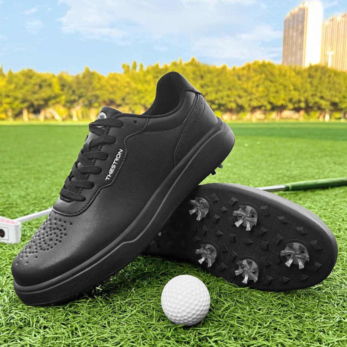 Scarpe da Golf da Uomo Professionali Antiscivolo | Scarpe da golf leggere e traspiranti, con supporto plantare, facili da indossare e comode, impermeabili