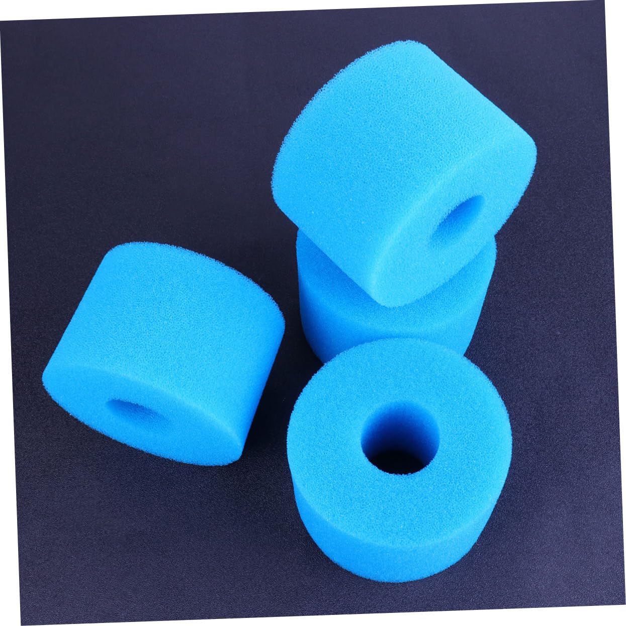 Filtre Éponge pour Aquarium, Colonne Bleue en Mousse 4 Pièces