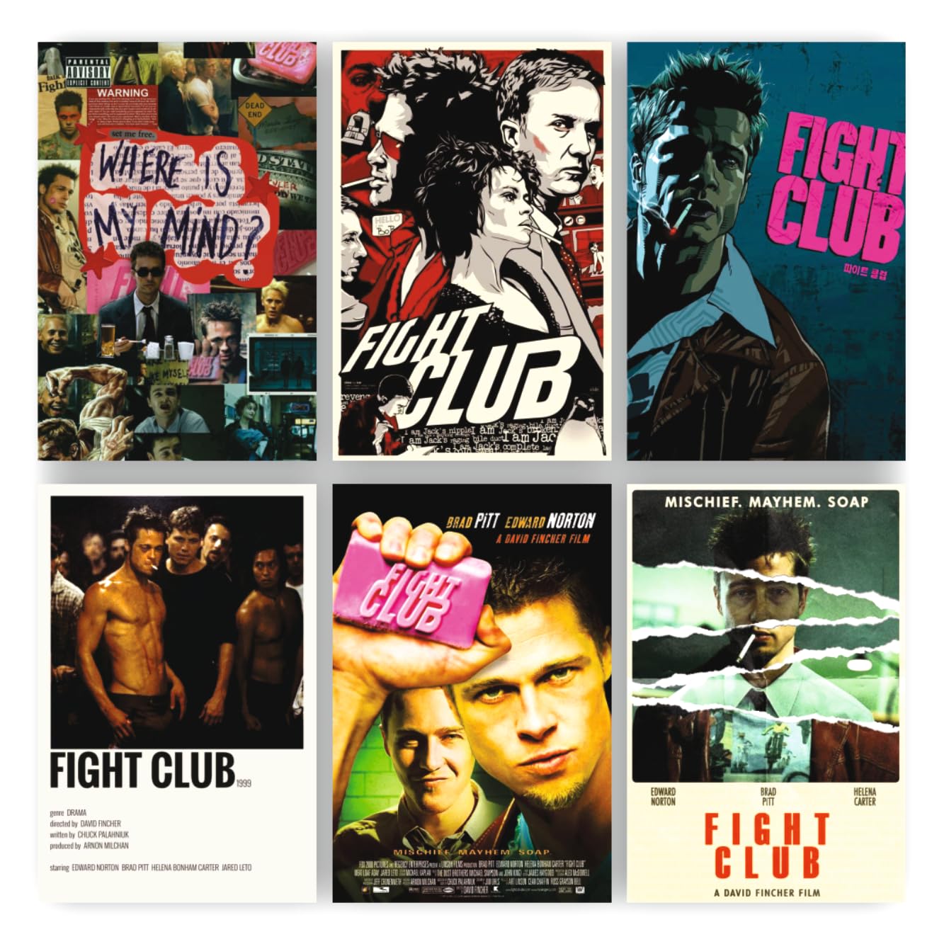 SAW Fight Club Aesthetic Posters Wall Art For Home Bedroom Living Room Office Student Wall Decor 8x12 inch (A4 Size) Set of 6