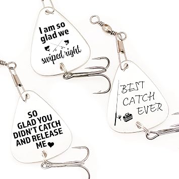 for Him Fishing Lures - Mens Gift Themed Fishing - Set of 3 - Best Catch Ever, Hooked on You, 5 Reasons I Love You - Birthday, Christmas, Stocking Stuffer, Valentines Day, Just Because