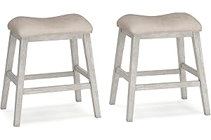 Signature Design by Ashley Skempton 24" Counter Height Barstools (Set of 2) in Whitewash