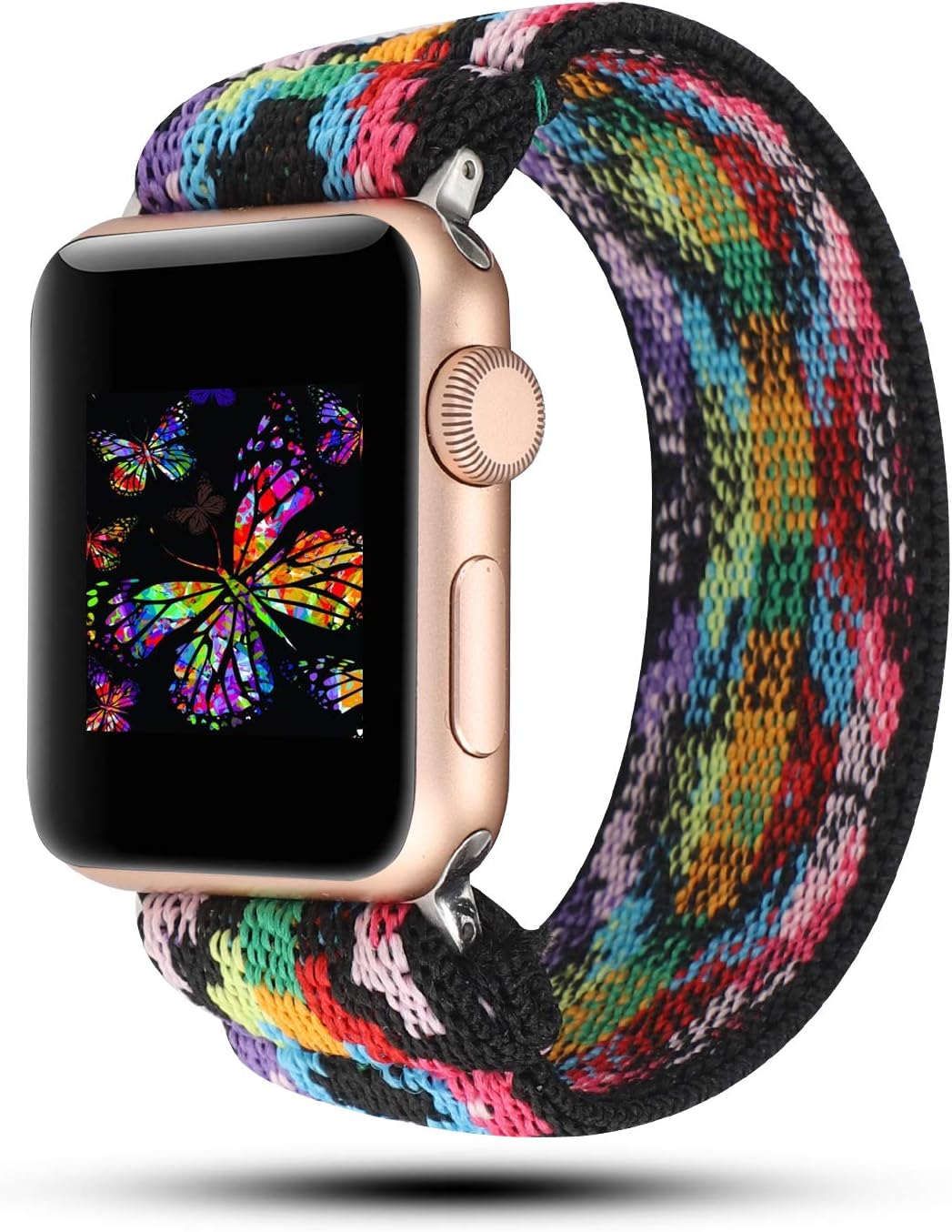 YOSWAN Stretchy Loop Strap Compatible for Apple Watch Band 44mm 42mm iWatch Series 6/5/4/3/2/1 Stretch Elastics Wristbelt Aztec Style Colorful (Multi-Colored, 42mm/44mm)
