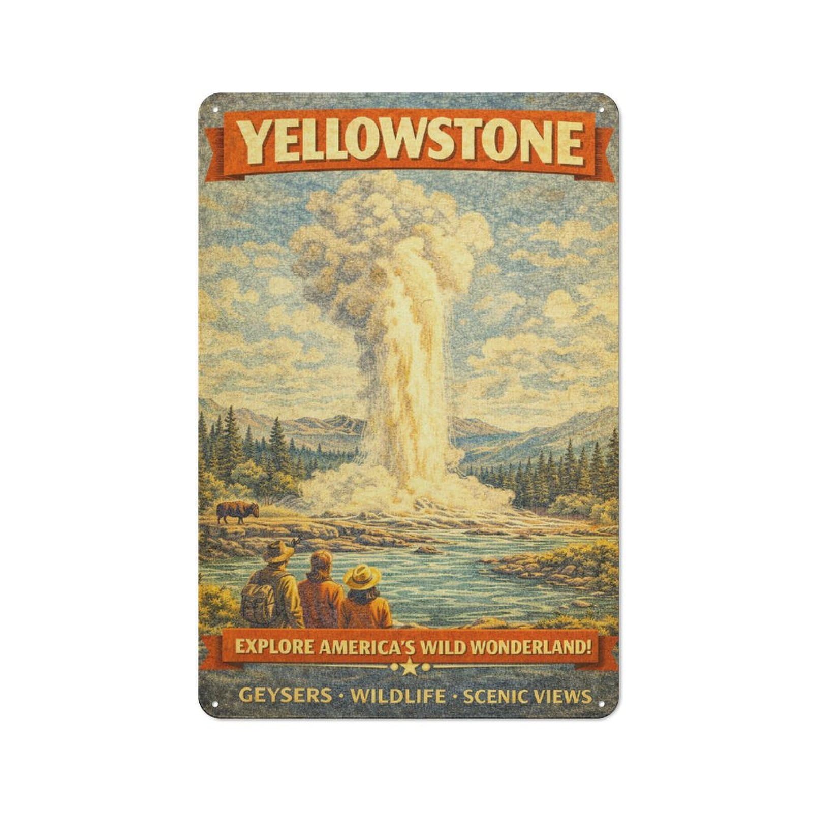 Junmoney Style-19 For Garden Room Or Summerhouse, Yellowstone National Park Vintage (2) Retro Metal Sign 30X20cm, For Vintage Wall Decor Fans, For Metal Sign Collectors