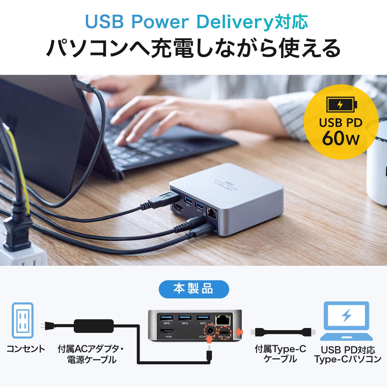 Amazon.co.jp: サンワダイレクト ドッキングステーション type C 7-in