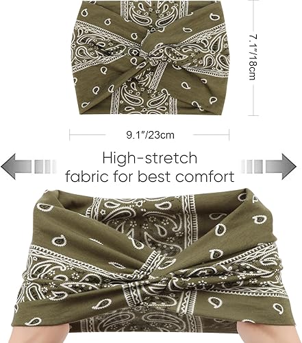Miniatura 6 de DRESHOW 8 diademas para mujer, banda ancha africana para el cabello, turbante, bandas para la cabeza para mujeres, envoltura extra para el cabello,