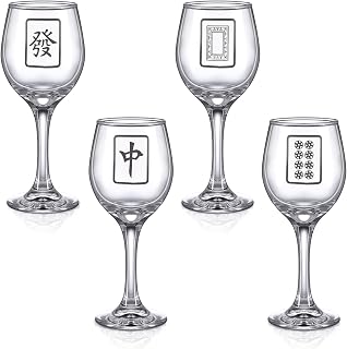 LemonRoad 4 Pcs 10 oz Mahjong Wine Glasses Stemmed
