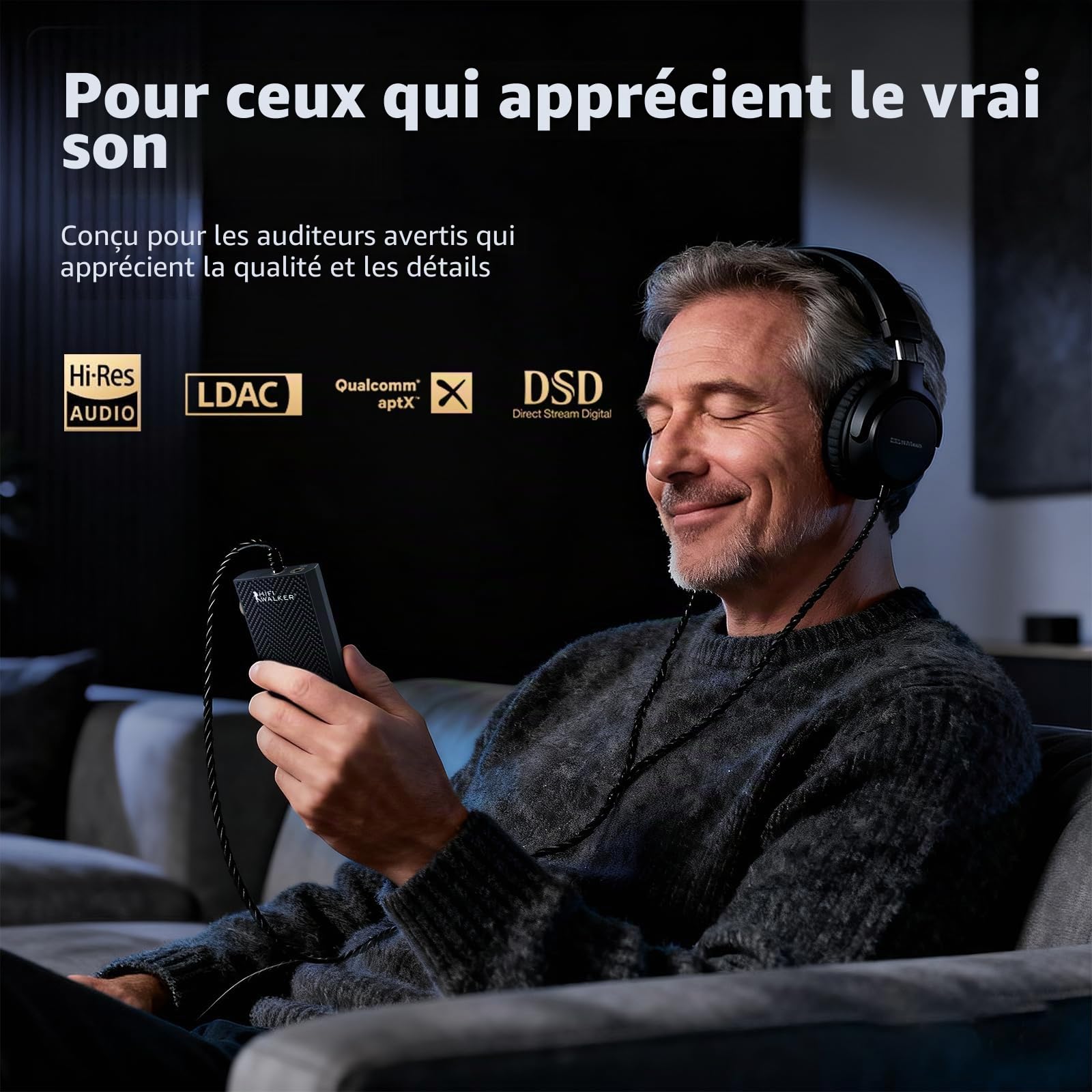 HIFI WALKER Baladeur Audio Portable Bluetooth 5.1, Lecteur de Musique Haute Qualité avec Écran Tactile 4", Sortie Casque 4,4 mm & 3,5 mm, USB DAC, Carte Mémoire 128 Go Incluse