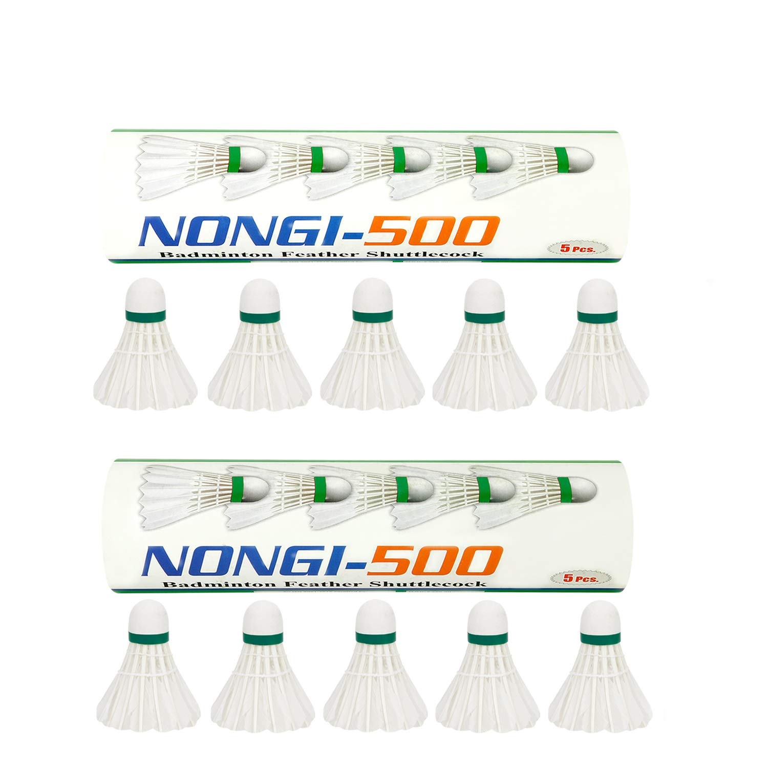 Nongi Combo Pack of 10 Shuttlecocks 500(5 White Feather), 500(5 White Feather) for Outdoor Indoor Sports (B08DMR5BSP) Amazon Price History, Amazon Price Tracker