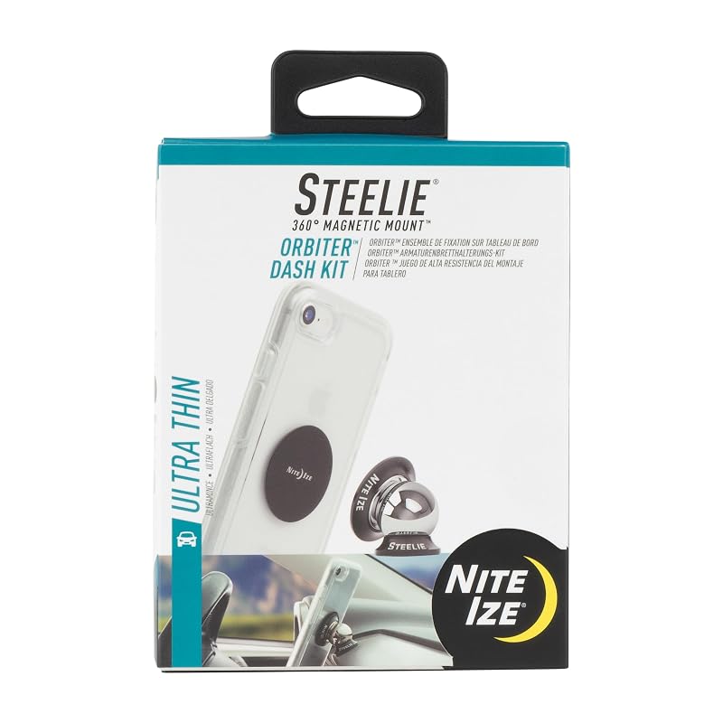 Suporte magnético veicular para celular Nite Ize Steelie Orbiter com base para painel e placa metálica