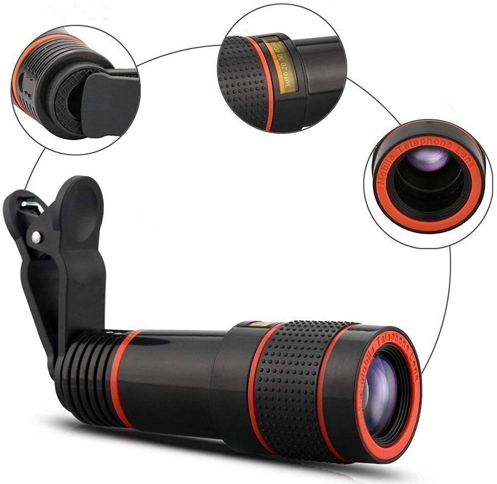 Kit de Lentes de cámara para teléfono Celular, telescopio monocular Universal, cámara con Zoom de teleobjetivo, Lente para teléfono Inteligente móvil, Montaje para la mayoría de los teléfonos