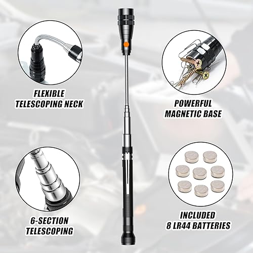 Miniatura 2 de Regalos para papá, herramienta de recogida magnética, herramienta de recolección de imanes telescópicos con 3 linternas LED, regalos de Navidad para