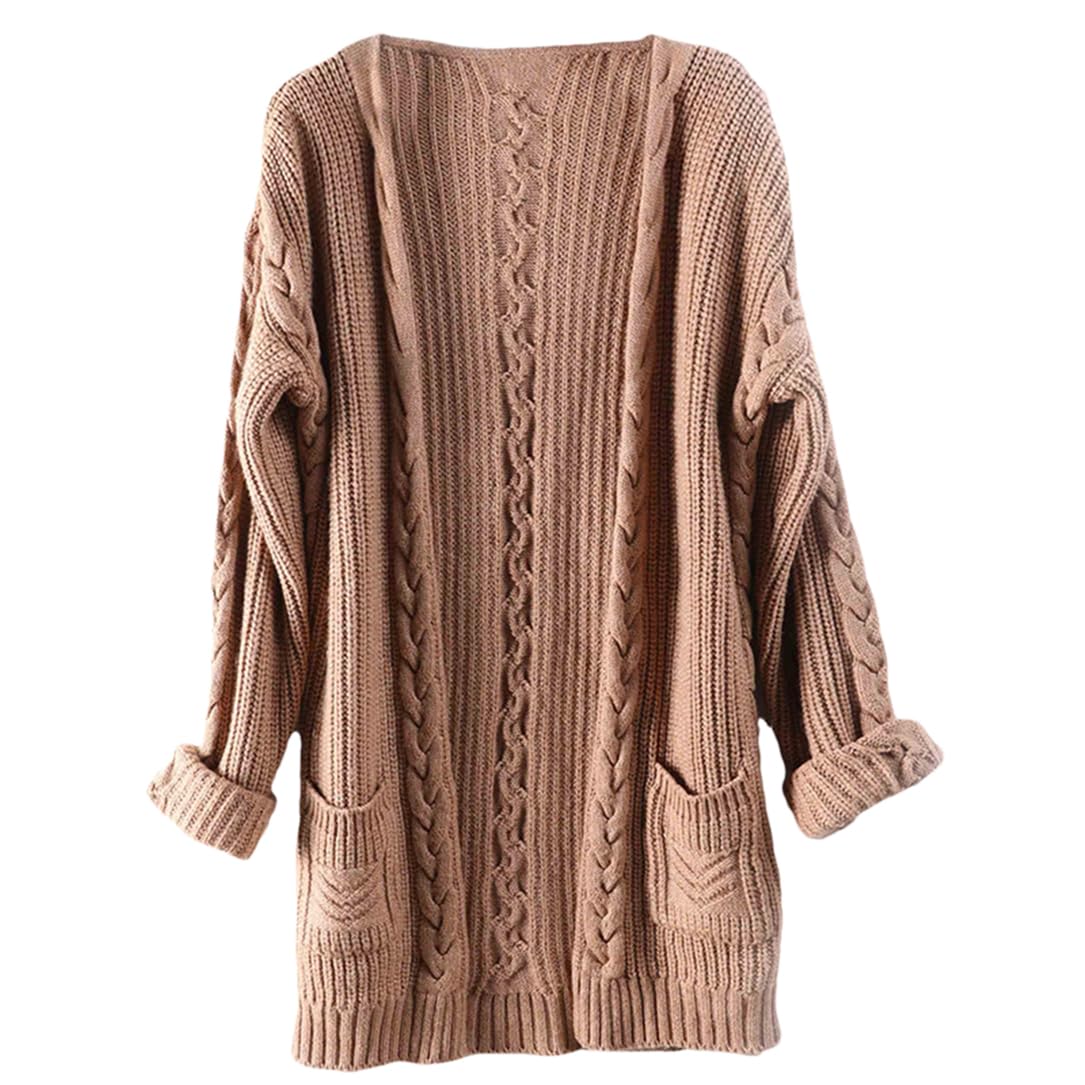 Women Vintage Cashmere Long Sweater Wool Fall Thick Warm Soft Knit Cable Oversized Cardigan