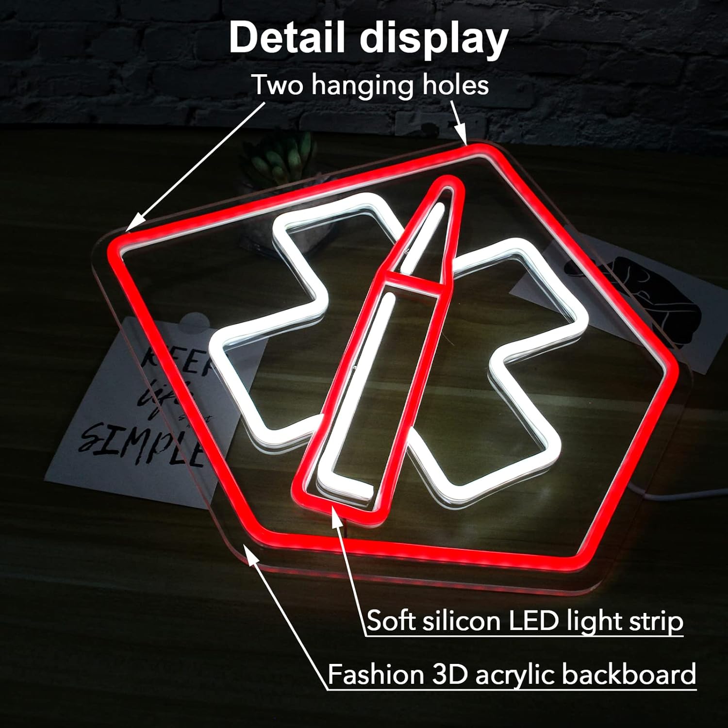 Gaming Neon Sign For Wall Decor Game Room Decorative Neon Signs Red White Hanging Neon Sign For Bedroom Teen Boy Room Decor Led Night Light For Bar Pub Apartment Teen Boy Gifts USB Sign - Image 3