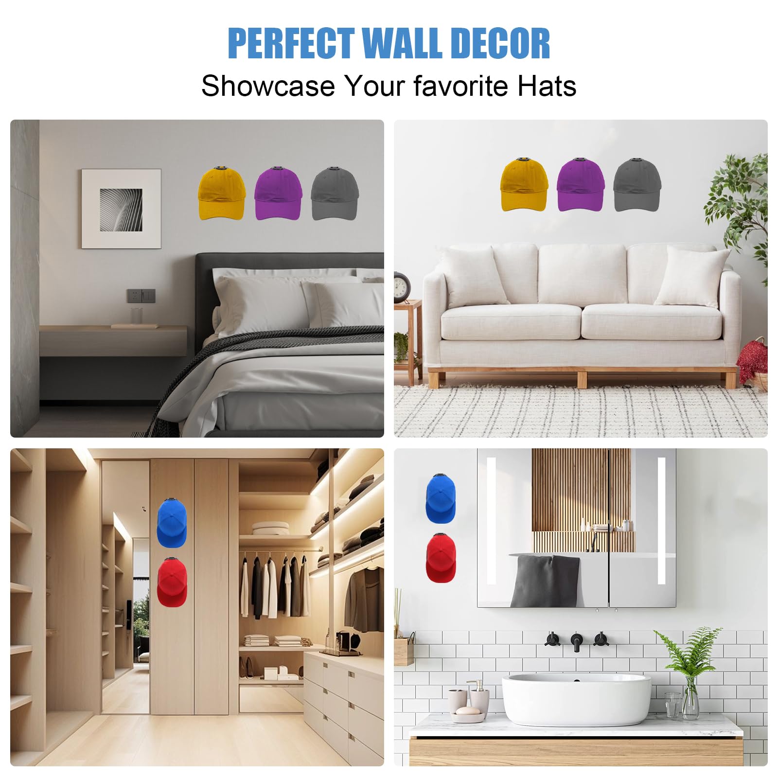 10 Ganci Autoadesivi Per Cappelli - Porta Cappelli Da Baseball Con Viti E Adesivi - Foto 3