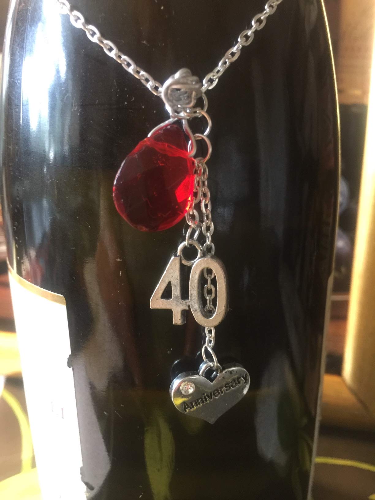 40th RUBY WEDDING ANNIVERSARY BOTTLE CHARM/DRINK LABEL WINE CHAMPAGNE LIQUOR GIFT IDEA - Image 4