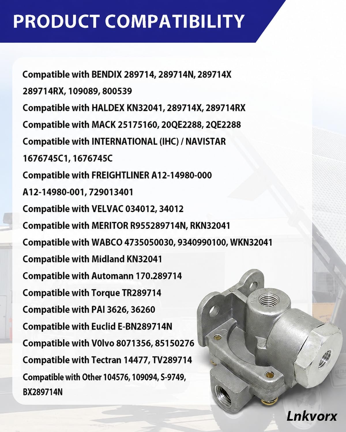 289714 QR-1C Quick Release Valve, 1/4-3/8 in NPT, Compatible with Bendix | Replaces Haldex KN32041, Bendix 289714CX, Freightliner A1214980 and Mack 25175160; for heavy-duty truck air brakes