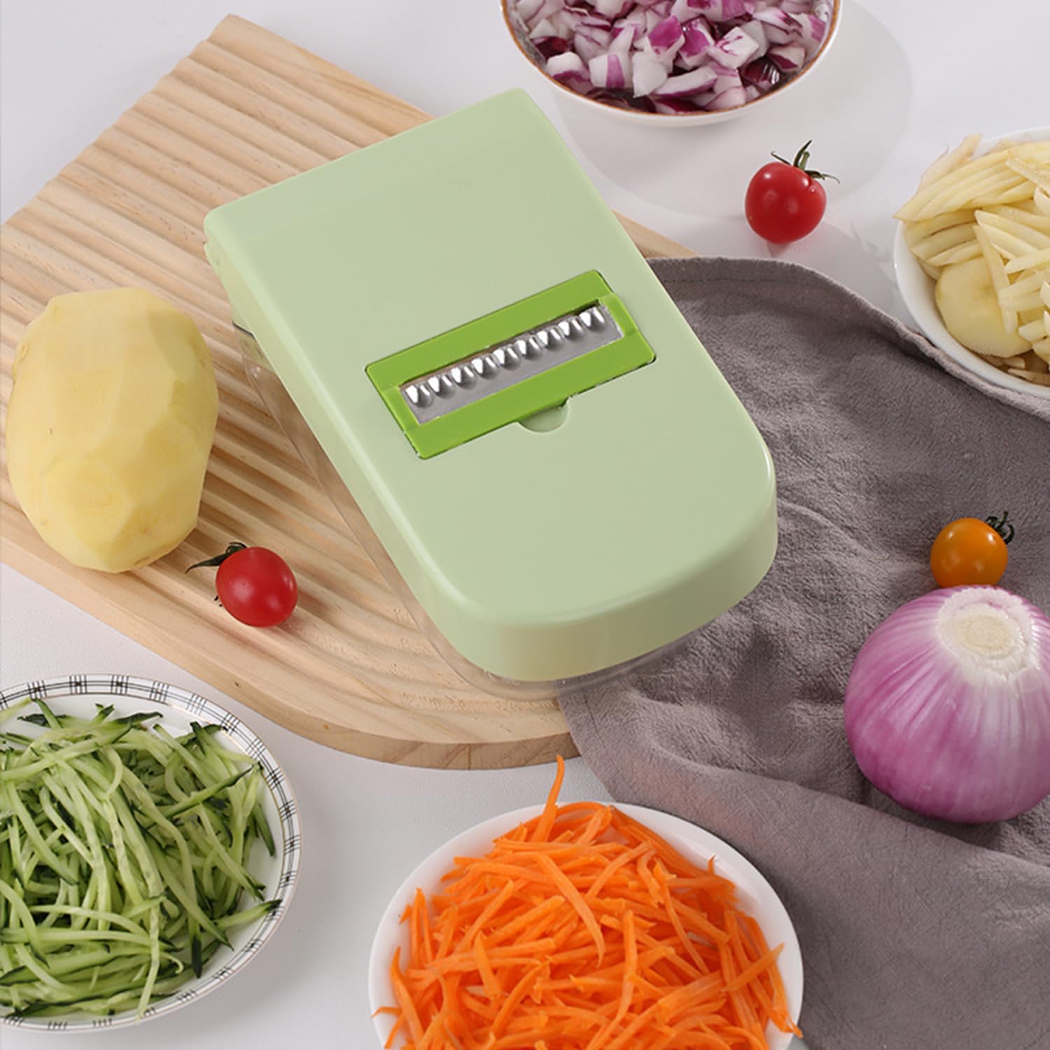 Cortador de verduras, mandolina – 16 en 1 multifuncional utensilio de cocina para cortar, rebanar, picar y rallar