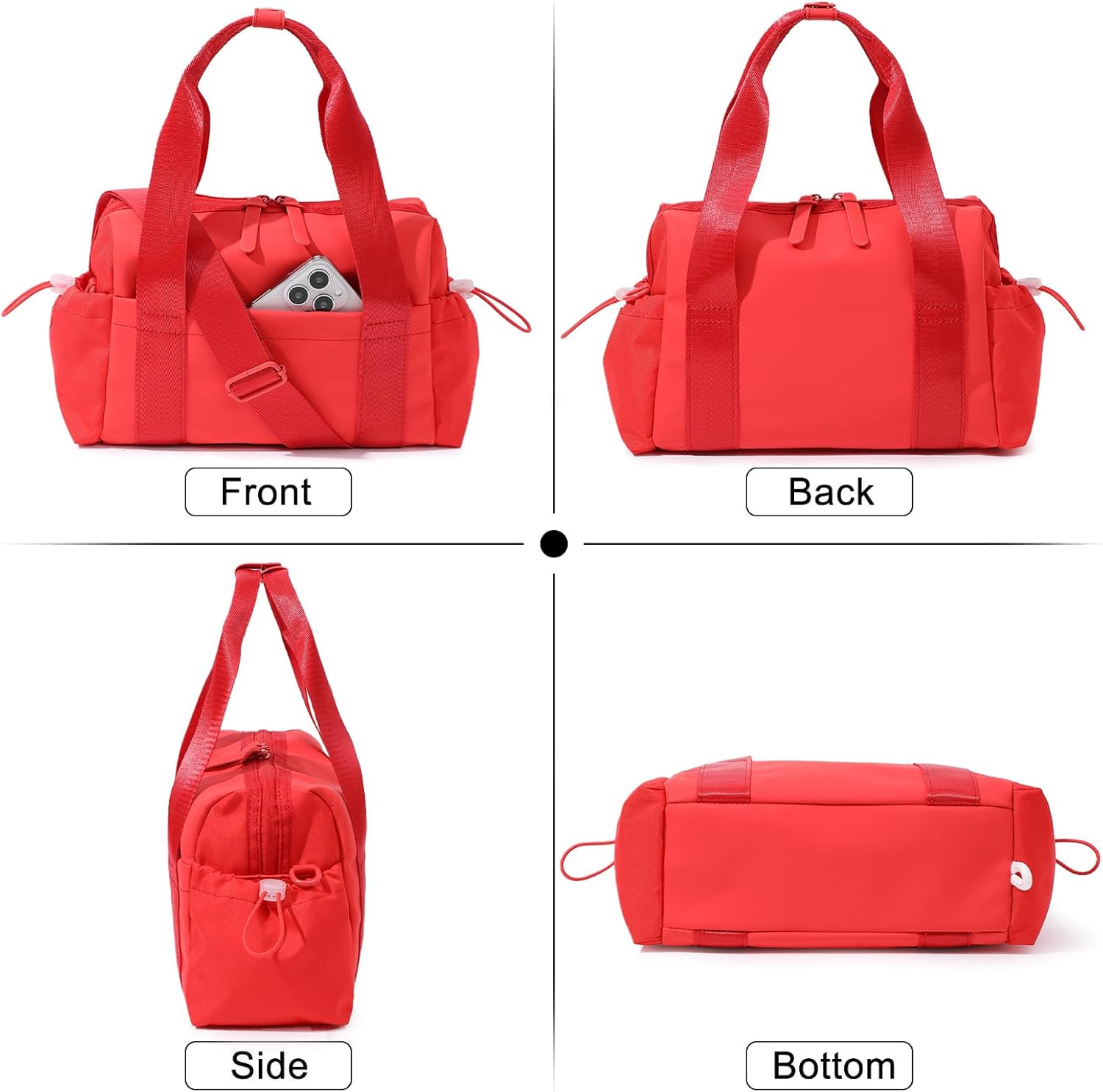 Bucosd Small Gym Bag for Women, Mini Crossbody Gym Duffle Bag with Wet Compartment, Carry on Gym Tote Bag for Workout Dance Sport Travel (Mini-Red)
