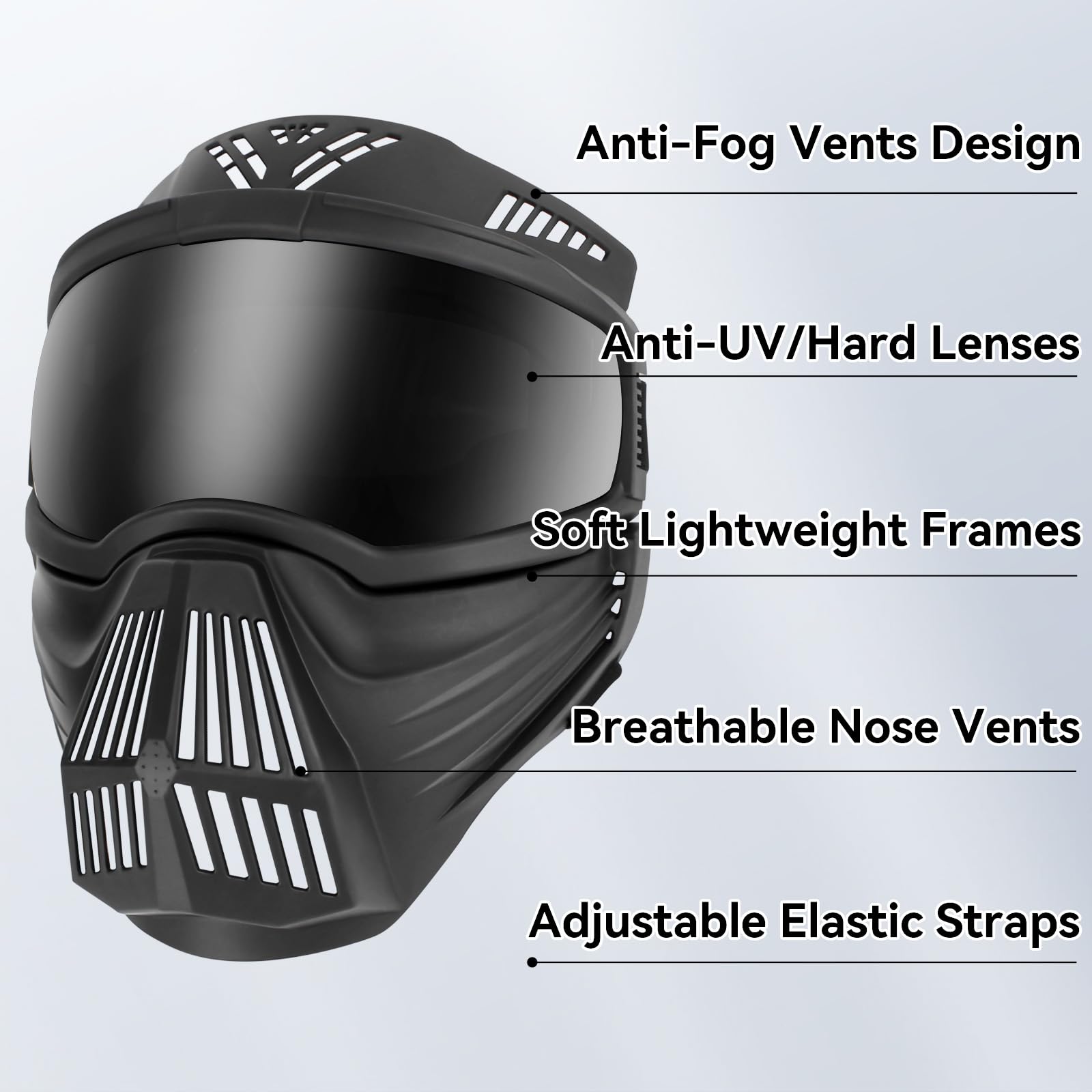 PETLESO Protective Mask for Large Dogs Dog Goggles with Face Shield, UV Windproof, Dog Mask, Cool Headgear for Halloween Cosplay, Black - Image 3