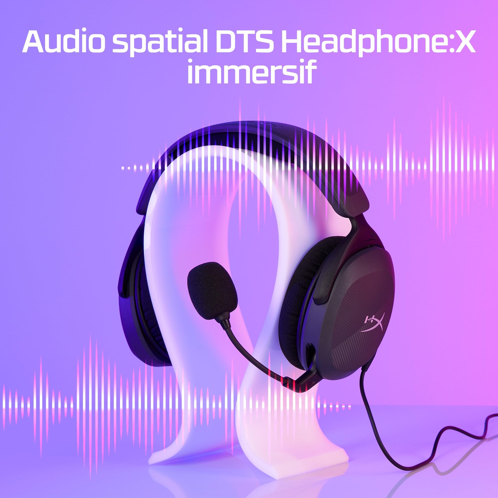 HyperX Cloud Stinger 2 Core Casque de Jeu PC léger avec Microphone Rotatif pour Couper Le Souffle, avec Son DTS Headphone:X Spatial Audio, Pilotes 40 mm